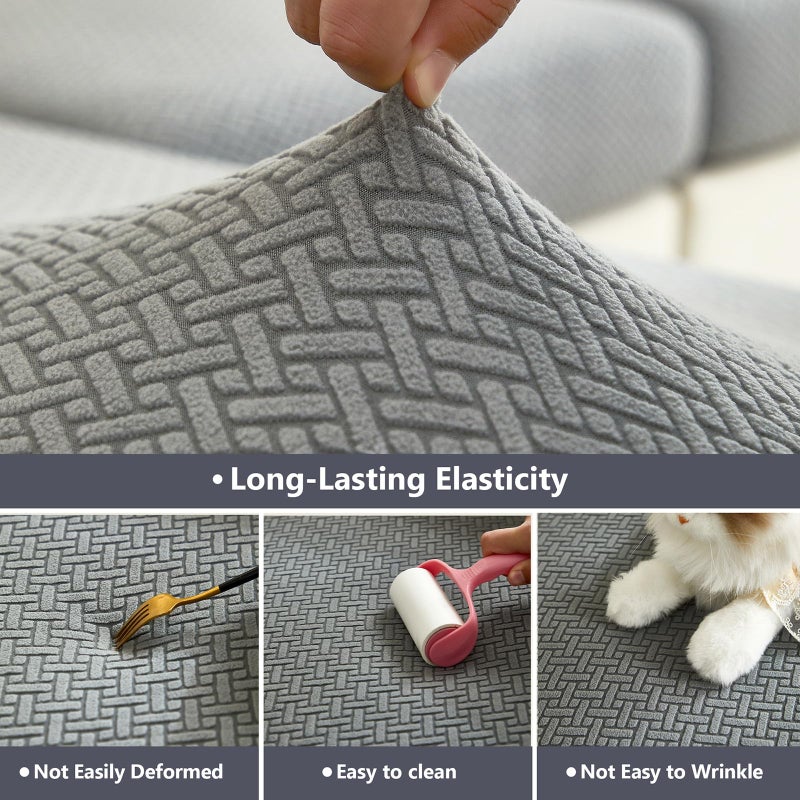 Yoovat Couch Cushion Covers for Sofa Couch Covers Wear-Resistant Universal Sofa Cover Washable Stretch for Sectional Slipcovers (Texture-Gray,Back Cover M) - Image 4