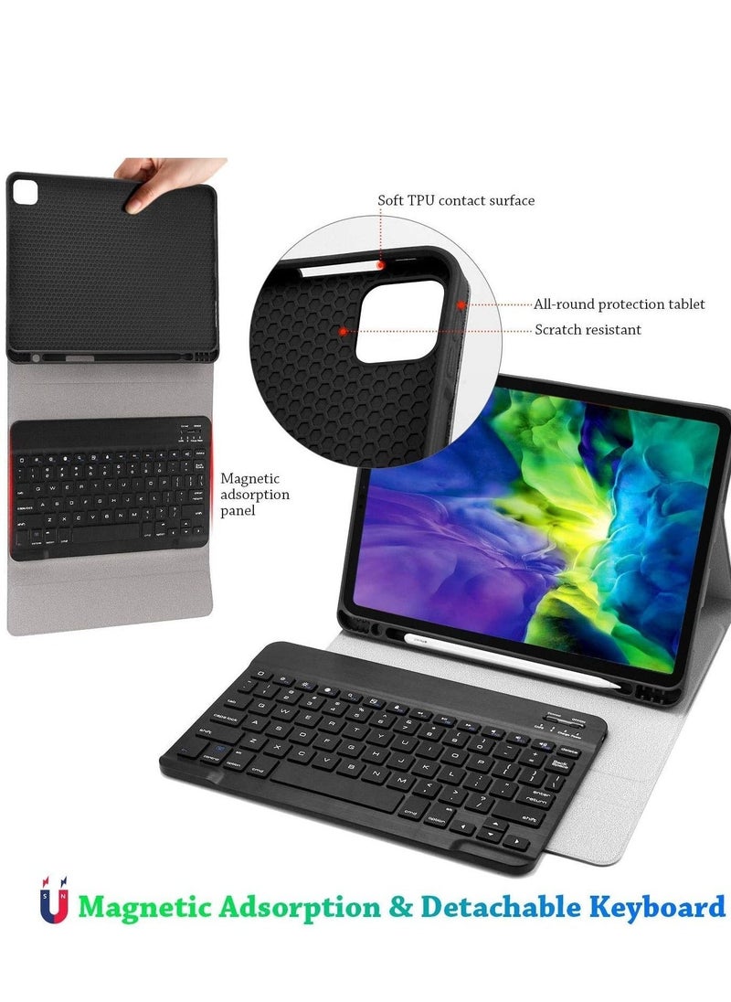 iPad Pro 11 Keyboard Case 2020/2018 - Detachable Magnetically Wireless Keyboard, Ultra Slim PU Leather Case with Pencil Holder 【Support Apple Pencil Charging】 for iPad Pro 11 inch 2020 - Image 2