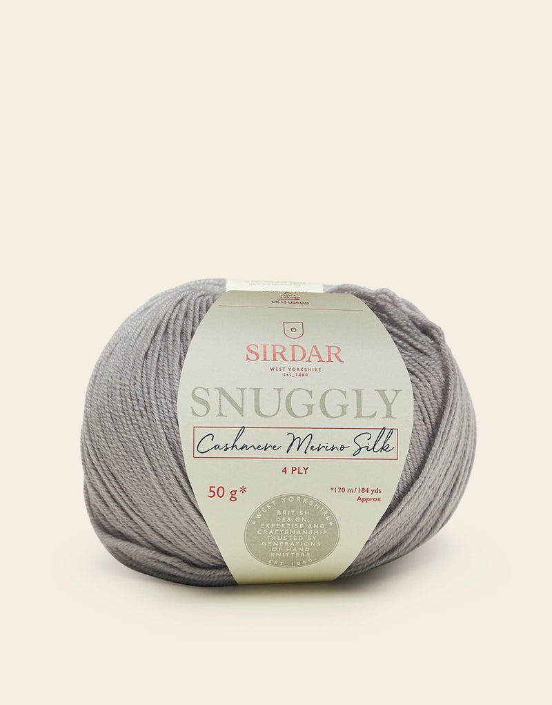 Sirdar Snuggly Cashmere Merino Silk 4 Ply 75 Extra Fine Merino 20 Silk 5 Cashmere Premium Yarn for Knitting and Crochet Silvery Moon 306 50g