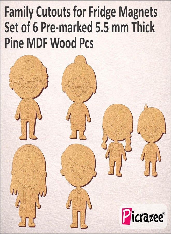 PICRAZEE DIY Family Painting Kit for Kids | 6 Pine MDF Family Cutouts (Dada-Dadi, Mummy-Papa & 2 Kids) with Acrylic Colors, Brushes, Palette & Magnets | Wooden Art & Craft Creative Activity Toy - Image 4