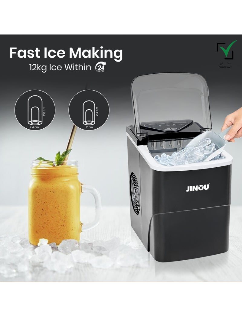 Jinou - Ice Maker 2.2L– Made with Premium Quality Abs Material, Updated Electronics & Cooling System - Ice Cube Maker Produces 12 Kg Ice In 24 Hours - Image 1