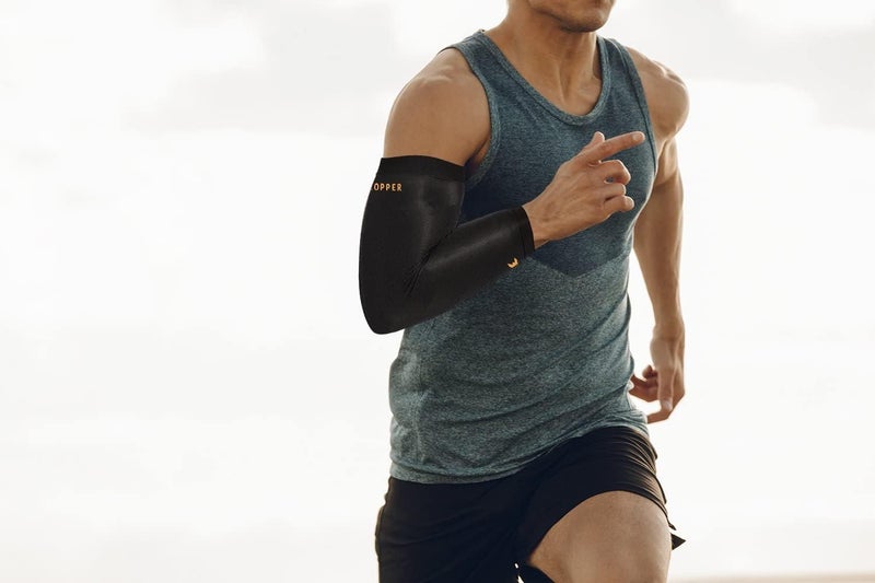 THX4COPPER Elbow Compression Sleeve(2 Pieces) - Copper Infused Support -Guaranteed Recovery Copper Elbow Brace-Idea for Workouts, Sports, Golfers, Tennis Elbow, Arthritis, Tendonitis (XX-Large) - Image 5