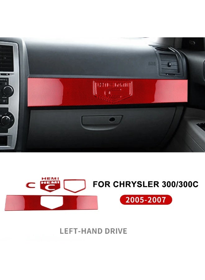 KUNGKIC Real Soft Carbon Fiber For Chrysler 300 300C 2005 2006 2007 LHD Glove Box Handle Co-Pilot Dashboard Panel Trim Strip Sticker - Image 1