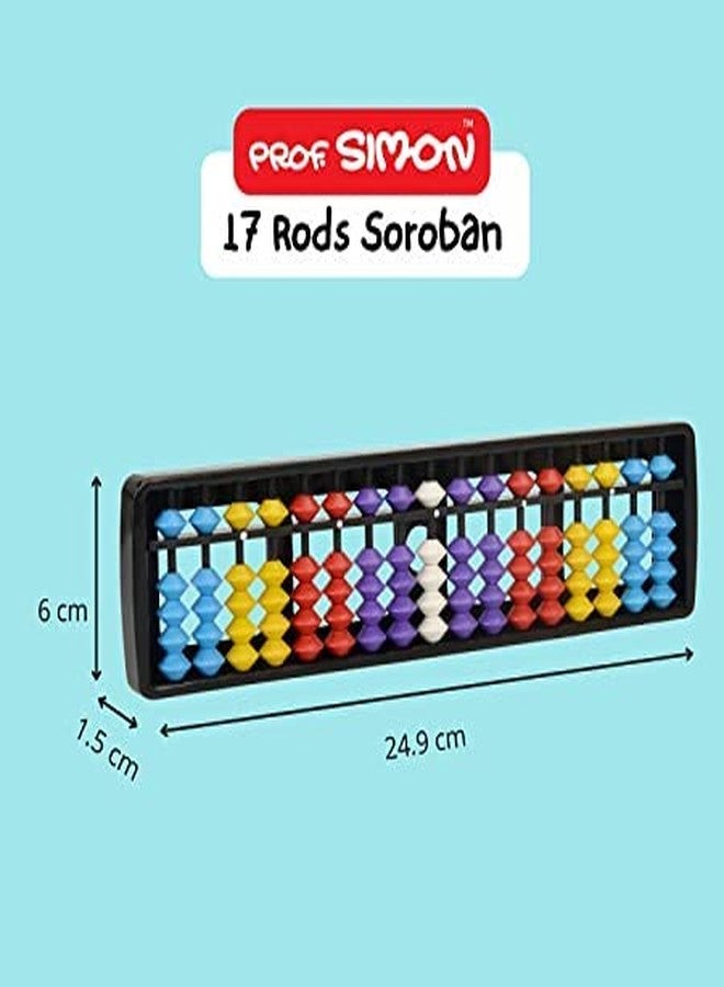 PROF. SIMON 17 Rods/digits Soroban Plastic Abacus With Multicolour Beads, 10+ Years,10 Year - Image 2