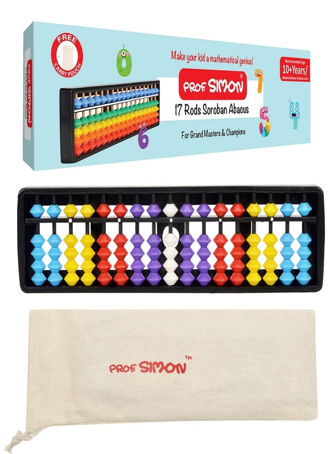 PROF. SIMON 17 Rods/digits Soroban Plastic Abacus With Multicolour Beads, 10+ Years,10 Year - Image 1