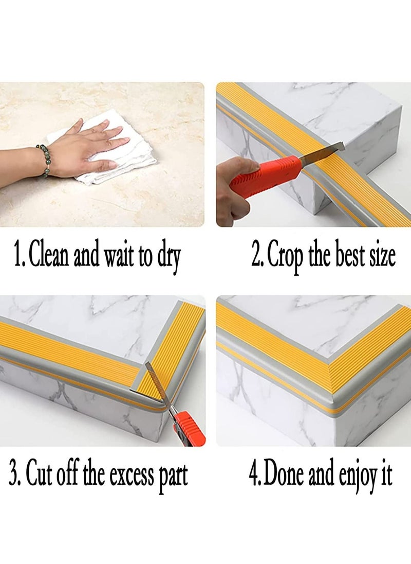 KASTWAVE - Stair Leading Edge Protector, Waterproof Anti-Slip Rubber Step Adhesive Edge Decorative Protection Strip for Home School Nursing Home Indoor and Outdoor Stair Steps - Image 1