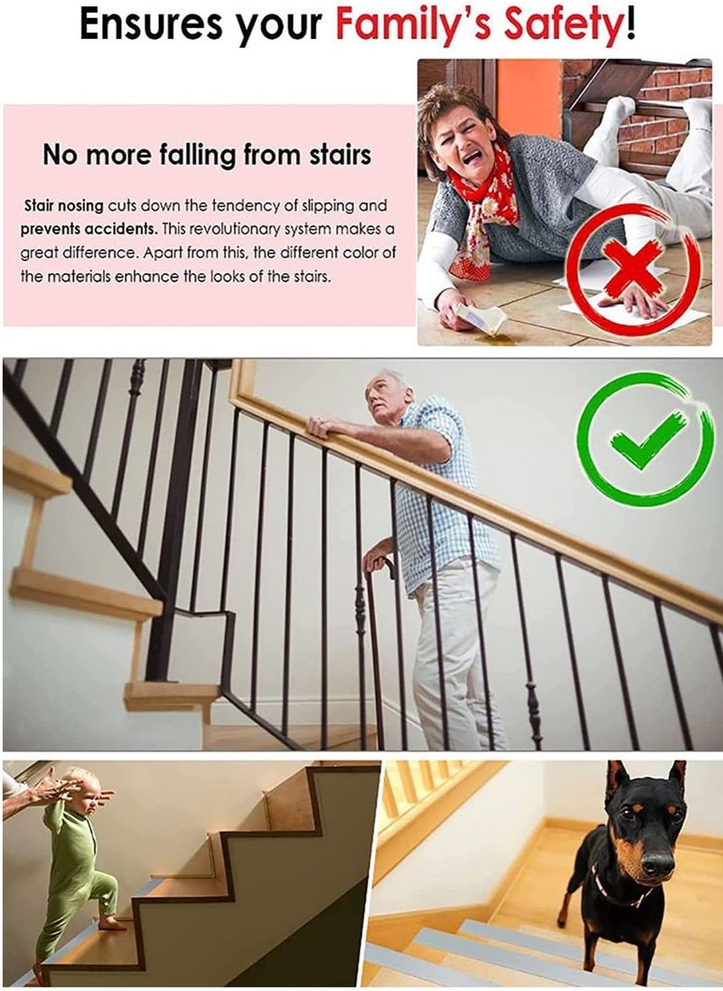 KASTWAVE - Stair Leading Edge Protector, Waterproof Anti-Slip Rubber Step Adhesive Edge Decorative Protection Strip for Home School Nursing Home Indoor and Outdoor Stair Steps - Image 1