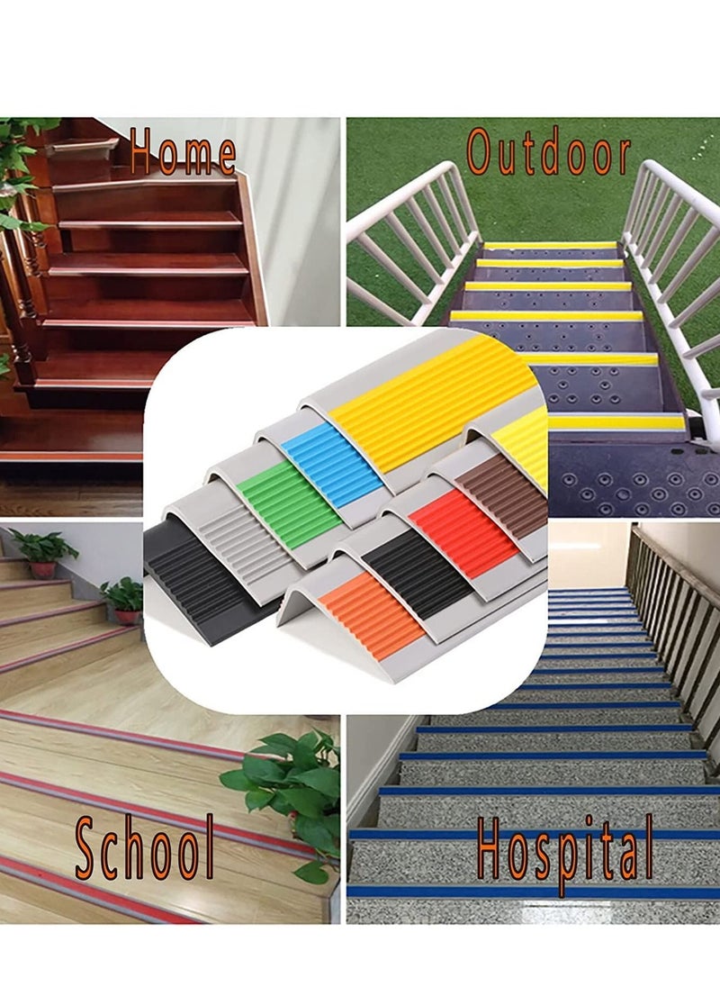 KASTWAVE - Stair Leading Edge Protector, Waterproof Anti-Slip Rubber Step Adhesive Edge Decorative Protection Strip for Home School Nursing Home Indoor and Outdoor Stair Steps - Image 1