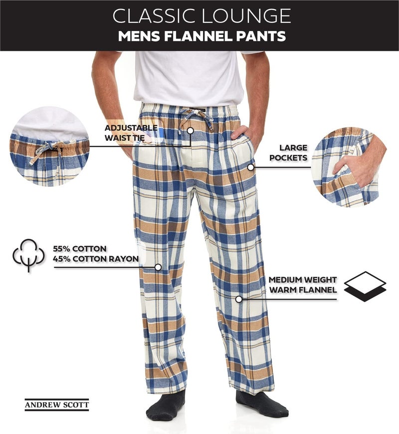 Andrew Scott Men's Cotton Super Soft Flannel Plaid Pajama Pants- 2 Pack - Image 2