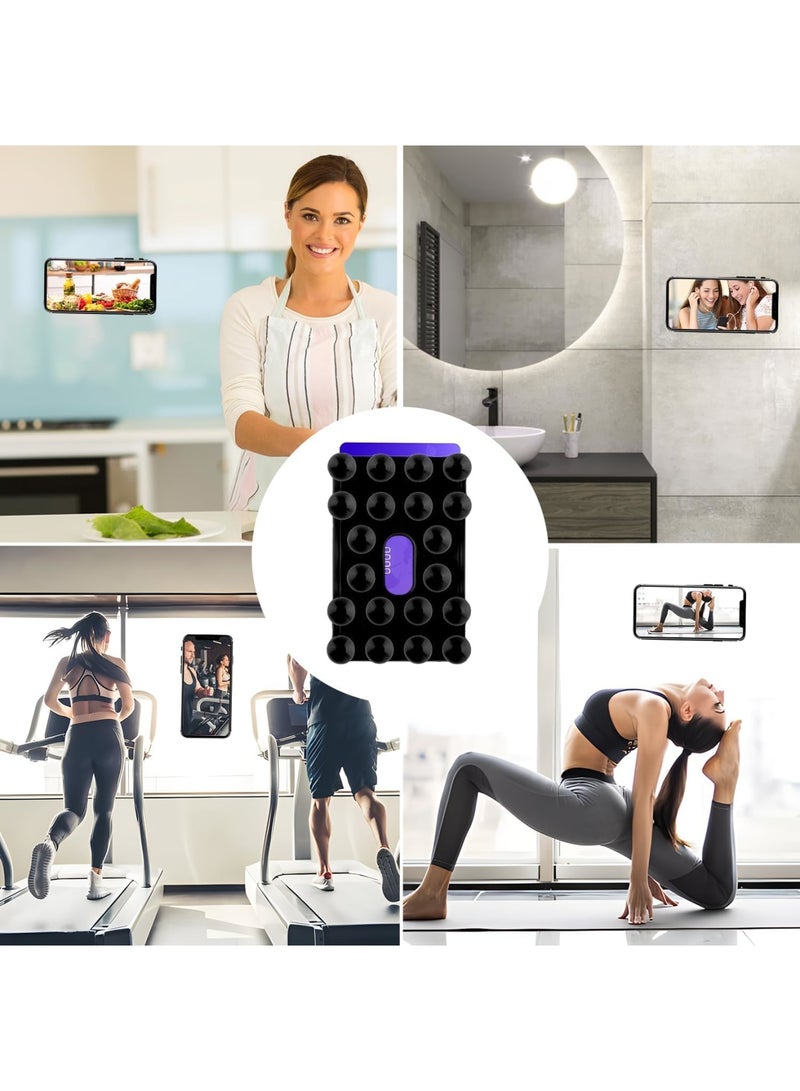 SOLARAE Silicone Suction Phone Case Mount, Non Slip Suction Cup Phone Mount with 20 Strong Suctions, Self-Adhesive Hands-Free Phone Card Holder, Silicon Adhesive Phone Stand Sticky, Black - Image 5