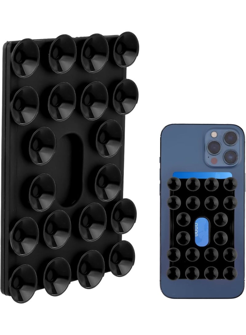 SOLARAE Silicone Suction Phone Case Mount, Non Slip Suction Cup Phone Mount with 20 Strong Suctions, Self-Adhesive Hands-Free Phone Card Holder, Silicon Adhesive Phone Stand Sticky, Black - Image 1