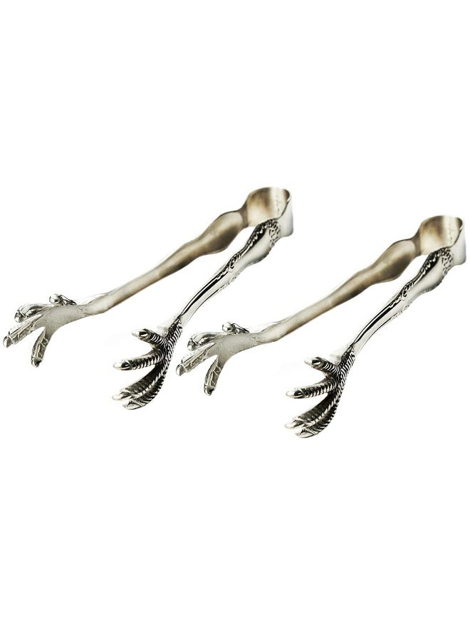 MASSJOY 2 PCS Bar Ice Hockey Special Eagle Claw Shape Ice Tongs Serving Tongs - Image 1