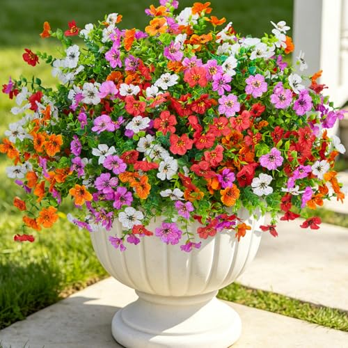 ADXORA 12 Bundles Artificial FlowersFaux Plants for Spring Summer Decoration UV Resistant Colorful Violets Eucalyptus for Outside Home Planter Porch Patio Yard Dcor - Image 3
