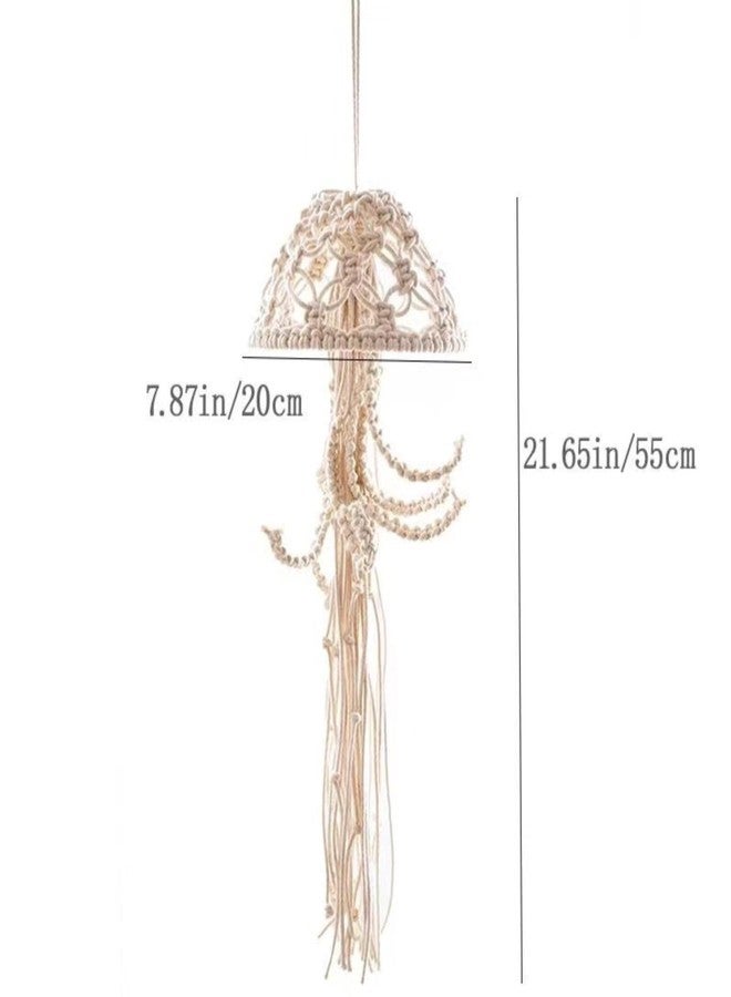 VIRFONOR Macrame Wall Hanging,Jellyfish Dream Catcher with Star Lights,Bohemian Woven Wall Art Decor Beautiful Apartment Dorm Room Door Decoration (White) - Image 2