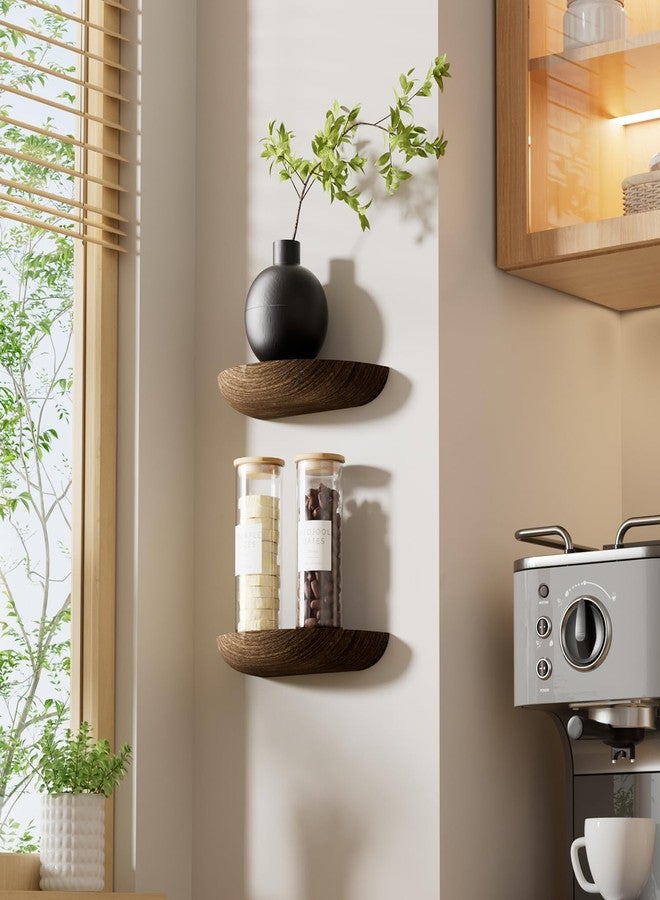 QsQueen Solid Wood Half Round Floating Wall Shelves | Elegant Floating Shelves, Elevate Your Space. Perfect for Living Rooms, Bathrooms, Bedrooms, Offices, Children's Rooms - Image 4