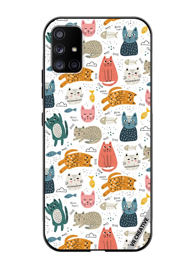 VR CREATIVE Protective Case Cover For Samsung Galaxy A71 5G Chilling Cat Pattern Design Multicolour - Image 1
