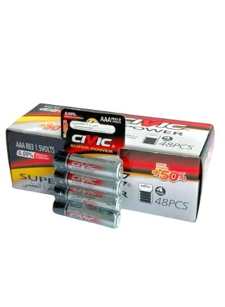 Civic Batteries, Size AAA, 48 Pieces, 1.5 Volts