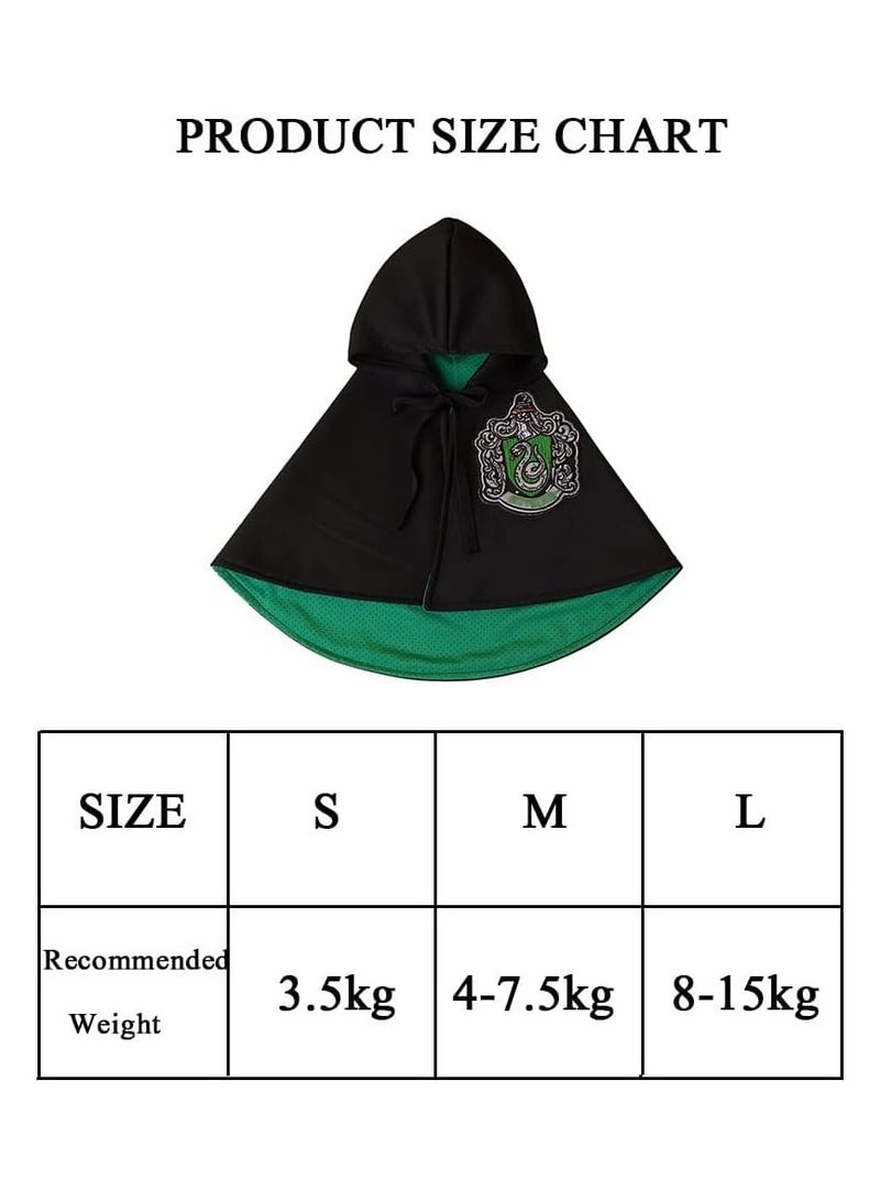 Barakah Pet Costume Harry Potter Witchcraft Style, Dog Cat Cute Halloween Costumes Cape Cosplay Costume Set, Wizard Pet Clothes Apparel Soft Hoodies with Glasses Neckties, Green (Small Size) - Image 5