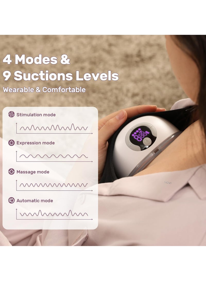 ياكيتر S32 مضخة الثدي الكهربائية المحمولة بدون استخدام اليدين S32 مع 4 أوضاع و 9 مستويات ، شاشة LCD ، حجم 24 مم - Image 2