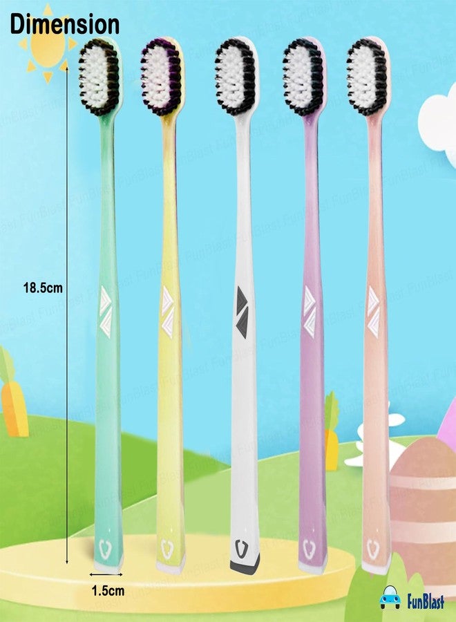 FunBlast Tooth Brush Set - Tooth Brush Combo Pack of 10 Pcs; Toothbrush for Kids & Adults, Super Soft Bristles for Sensitive Teeth, Manual Toothbrush for Kids & Adults (Multicolour) - Image 2