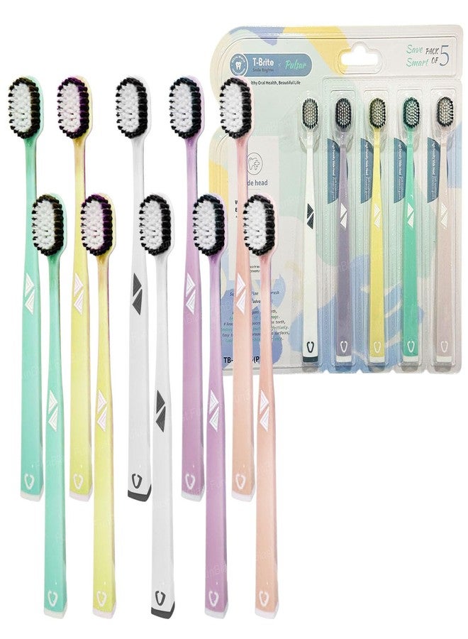 FunBlast Tooth Brush Set - Tooth Brush Combo Pack of 10 Pcs; Toothbrush for Kids & Adults, Super Soft Bristles for Sensitive Teeth, Manual Toothbrush for Kids & Adults (Multicolour) - Image 1