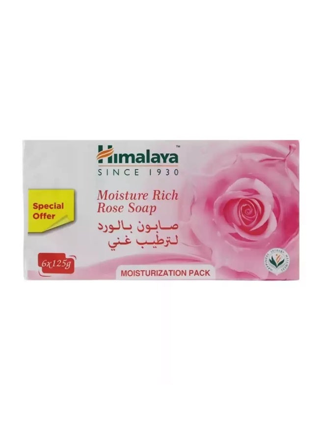 Himalaya Moisture Rich Rose Soap with Olive Oil & Cocoa Butter- 6X125gms - Image 1