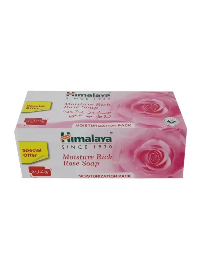 Himalaya Moisture Rich Rose Soap with Olive Oil & Cocoa Butter- 6X125gms - Image 2