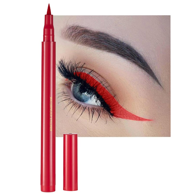 DekRion Liquid Eyeliner Red Eyeliner Liquid Longlasting Colored Eyeliners White Black Red Brown Green Purple Waterproof Highpigmented Colorful Eyeliners for Eye Makeup1PC Red
