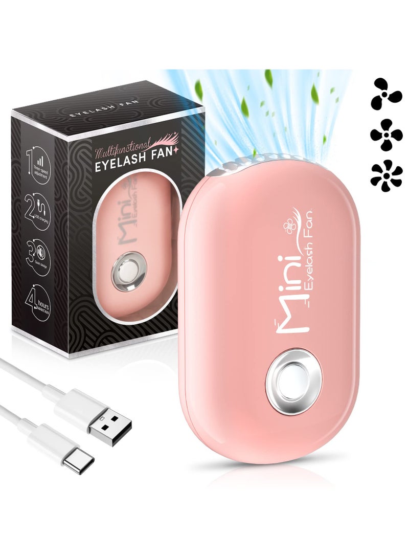 SYOSI SYOSI Mini Eyelash Fan, Portable Lash Fan Brush USB Rechargeable Handheld Eyelash Fan Dryer with 3 Adjustable Speed Cooling Air Fan, Bladeless Eyelash Dryer for Girls Women Eyelash Extension (Pink) - Image 1