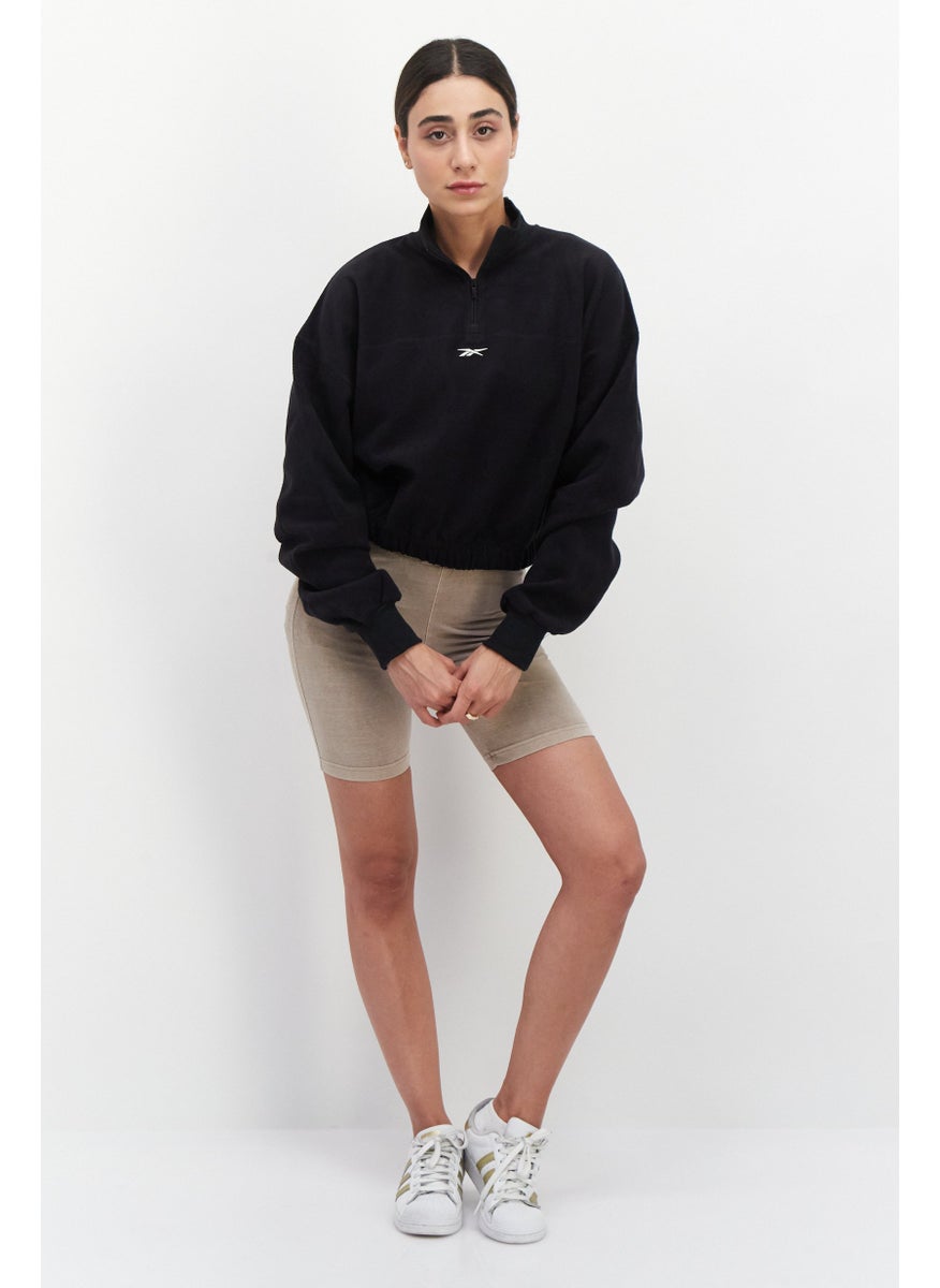 Reebok بلوزة رياضية للنساء بكم طويل للتدريب، سوداء  - Image 3