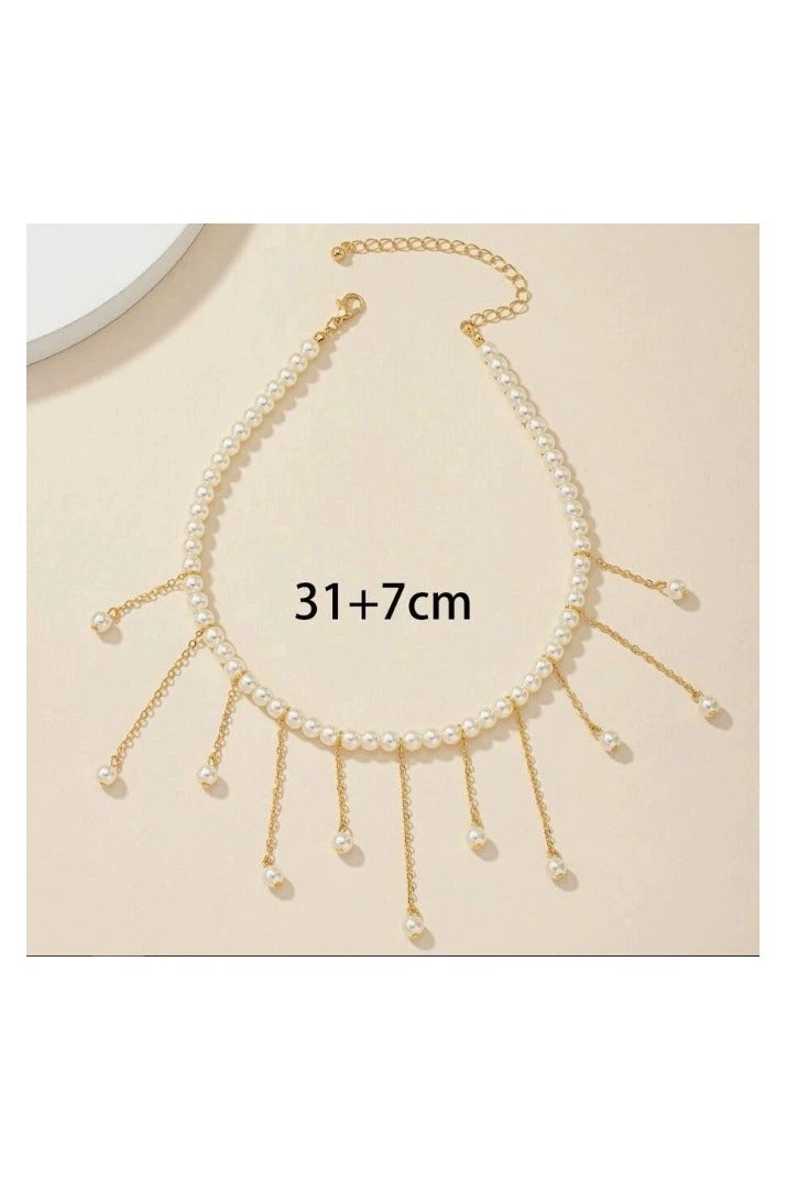 Goolsky Elegant Pearl Drop Pendant Necklace – Minimalist Alloy Chain Choker, Small Luxury Statement Jewelry for Women - Image 2