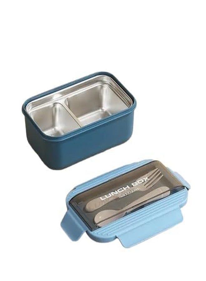 Stavae Lunch Box, Stackable Stainless Steel Food Container for Adults Kids Office, Large Capacity Portable Lunch Box Containers with Soup Bowl Spoon and Fork (01-Blue) - Image 1