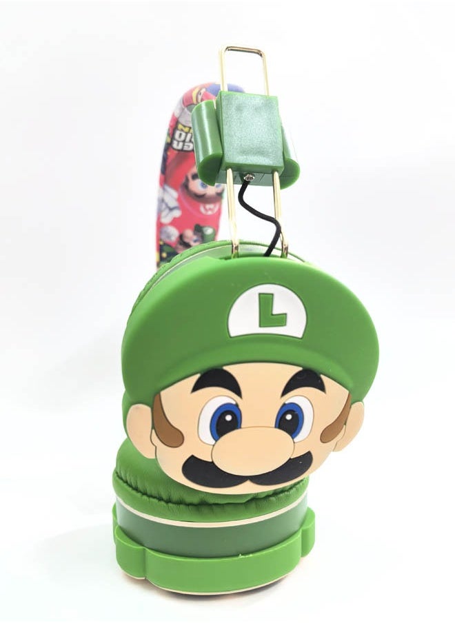 Generic Upgraded green Mario pattern children's Bluetooth wireless headphones, noise reduction wireless headphones for young children, children's headphones suitable for TF cards, mobile phones and tablets  - Image 2