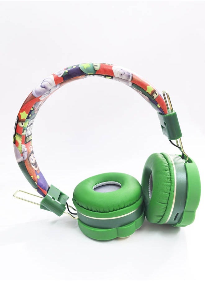 Generic Upgraded green Mario pattern children's Bluetooth wireless headphones, noise reduction wireless headphones for young children, children's headphones suitable for TF cards, mobile phones and tablets  - Image 3