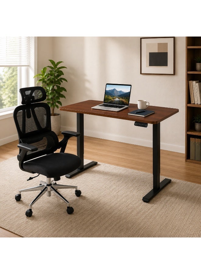 Flexispot Desk and Chair Combo Set – Electric Standing Desk 120x60cm with Memory Controller + Ergonomic Desk Chair with Lumbar Support & 2D Headrest, Black - Image 2