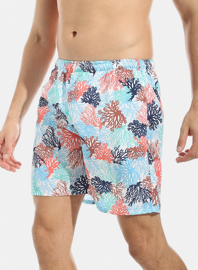 Andora Self Pattern Swim Shorts with Sided Pockets _ Orange & Blue - Image 4