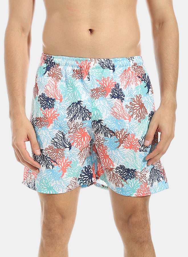 Andora Self Pattern Swim Shorts with Sided Pockets _ Orange & Blue - Image 1
