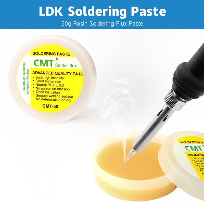 LDK Soldering Iron Kit, Electric Soldering Gun Welding Tools with ON/OFF Switch, Solder Wire, Flux Paste, Soldering Iron Stand, Sponge, 5pcs Tips [110V US Plug] - Image 4