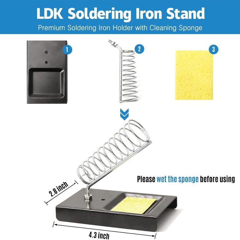 LDK Soldering Iron Kit, Electric Soldering Gun Welding Tools with ON/OFF Switch, Solder Wire, Flux Paste, Soldering Iron Stand, Sponge, 5pcs Tips [110V US Plug] - Image 5