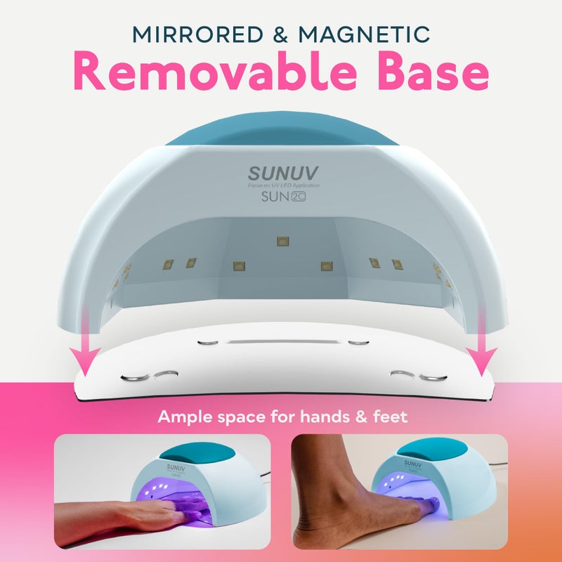 SUNUV UV LED Nail Lamp, LED UV Light for Gel Nails Polish with Removable Base, 4 Timer Settings Auto Sensor SUN2C Blue - Image 4