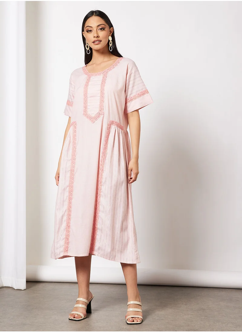 HANA & SARA Jalabiya with Embroidery and Lace