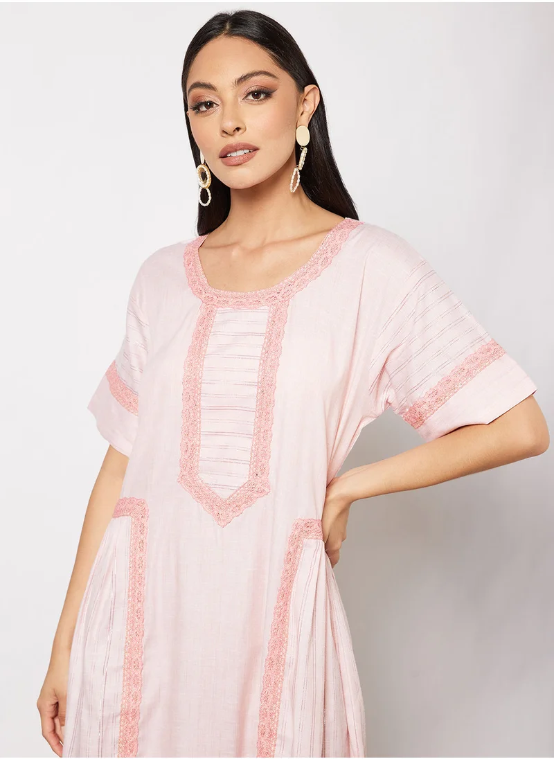 HANA & SARA Jalabiya with Embroidery and Lace