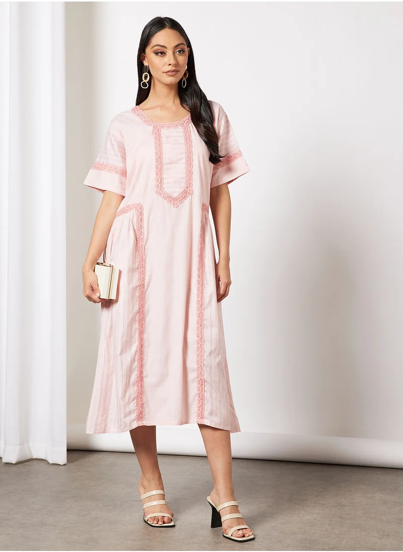 HANA & SARA Jalabiya with Embroidery and Lace