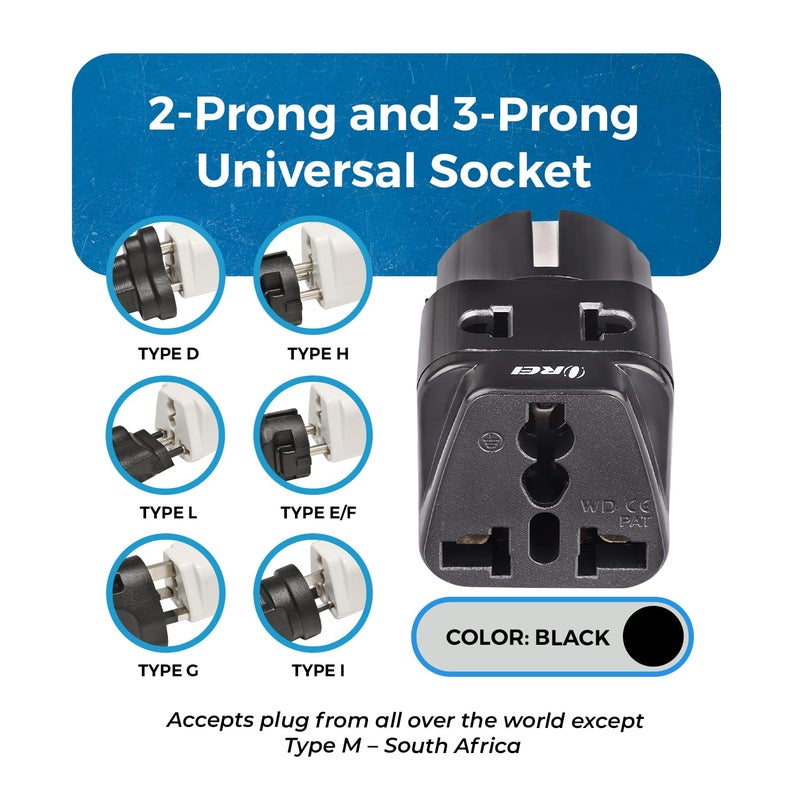 OREI OREI India Travel Adapter Europe Schuko Plug Type EF Universal Adapter for Europe 2 in 1 Perfect for Laptop Camera Chargers CE RoHS 4 Pack 5 Years Warranty  - Image 3