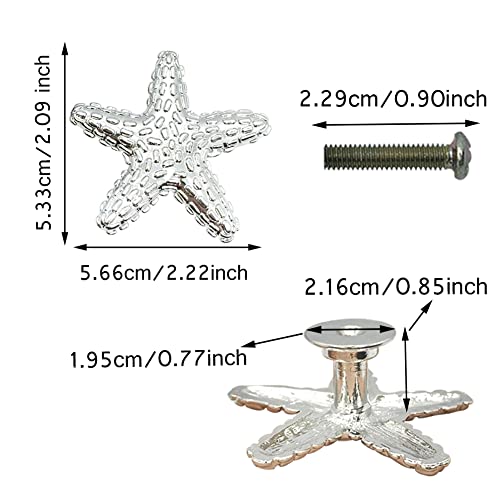 LLDYNW 4pcs Starfish Handles - Kitchen & Dresser Knobs, Right Angle, Cabinet & Drawer Pulls (Bright Silver) - Image 2