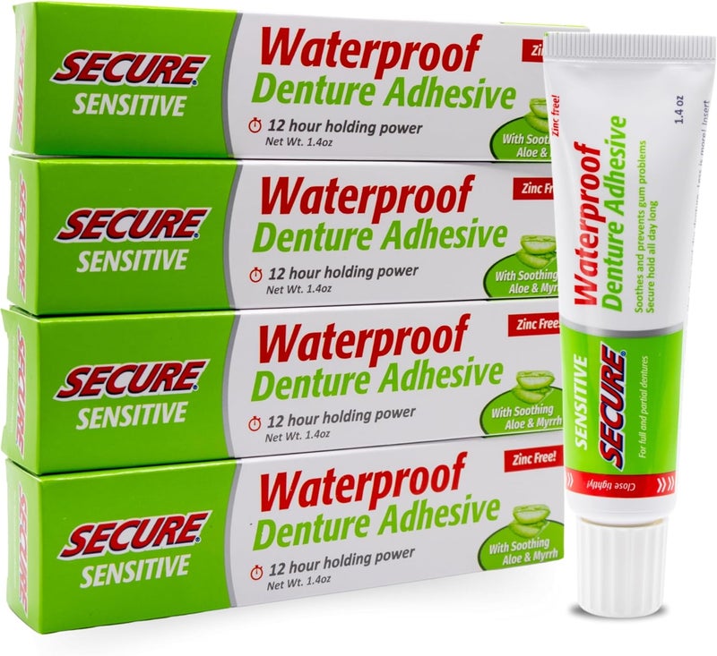 Secure Waterproof Denture Adhesive - 4 Pack - Image 1