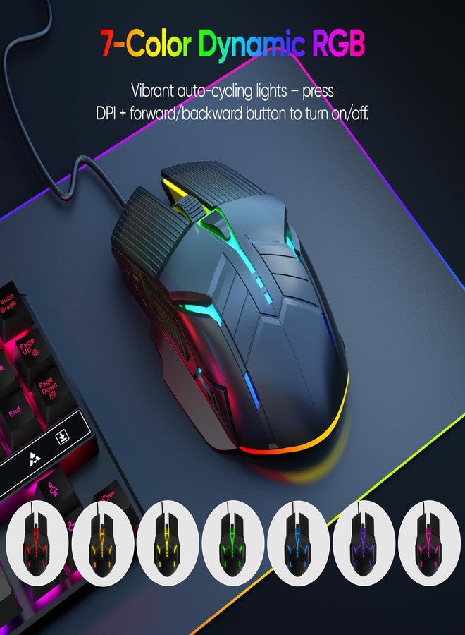 MELOGAGA Wired Gaming Mouse - Lightweight USB Optical Computer Mice with 7-Color RGB LED Lights, 4 Adjustable DPI (1200-3200), 6 Buttons, Ergonomic Design for Windows 7/8/10/XP/Vista & Linux (Black) - Image 4