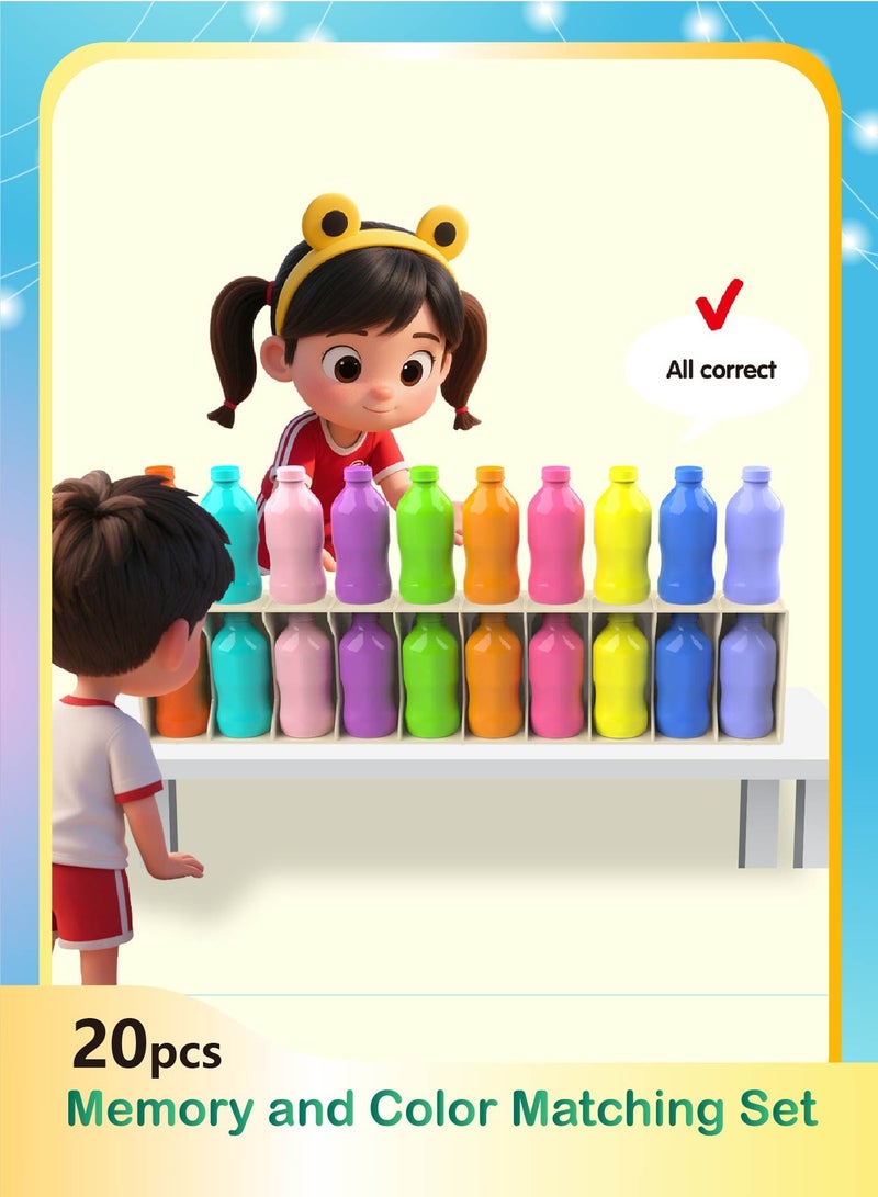 Rainbow Memory  Color Match Set - 20 Bottle Educational Sorting Toy, Early Learning Activity for Toddler Cognitive Skills - Image 1