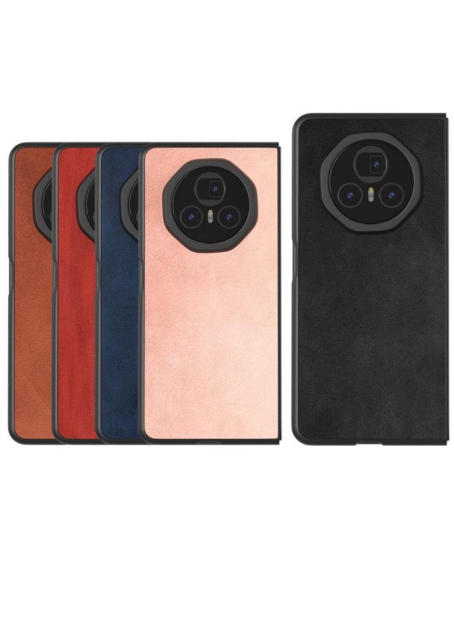 Zaboon - Case For Honor Magic V3 Black Frame Two-color Calf Texture PU Phone Case - Image 1