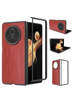 Case For Honor Magic V3 Black Frame Two-color Calf Texture PU Phone Case